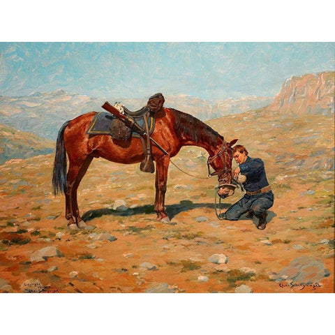 The Last Drop Black Modern Wood Framed Art Print with Double Matting by Schreyvogel, Charles