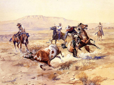 The Renegade White Modern Wood Framed Art Print with Double Matting by Russell, Charles Marion