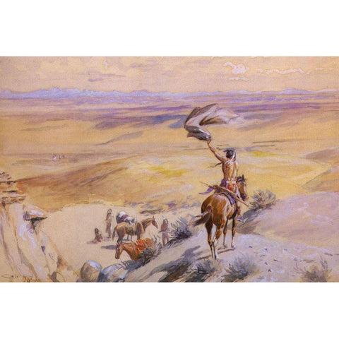 The Signal White Modern Wood Framed Art Print by Russell, Charles Marion