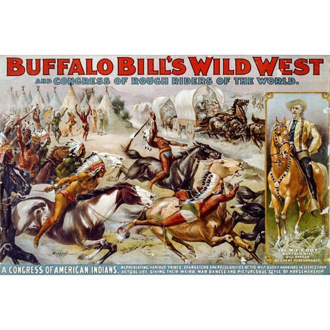 A congress of American Indians Gold Ornate Wood Framed Art Print with Double Matting by Buffalo Bills Wild West Show Poster