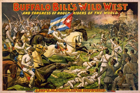 A squad of genuine Cuban insurgents White Modern Wood Framed Art Print with Double Matting by Buffalo Bills Wild West Show Poster