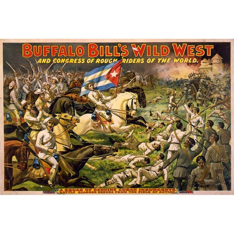 A squad of genuine Cuban insurgents Black Modern Wood Framed Art Print by Buffalo Bills Wild West Show Poster