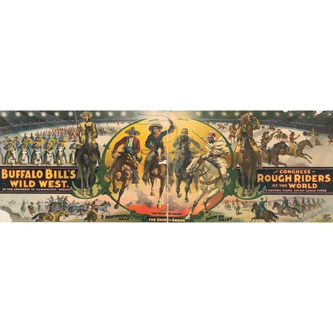 The Show of Shows White Modern Wood Framed Art Print by Buffalo Bills Wild West Show Poster