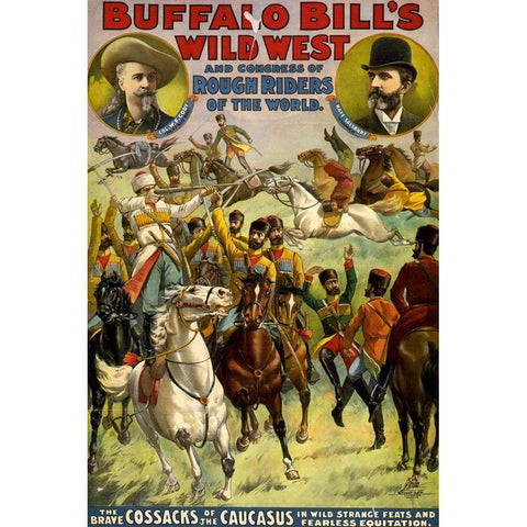 The Brave Cossacks Gold Ornate Wood Framed Art Print with Double Matting by Buffalo Bills Wild West Show Poster