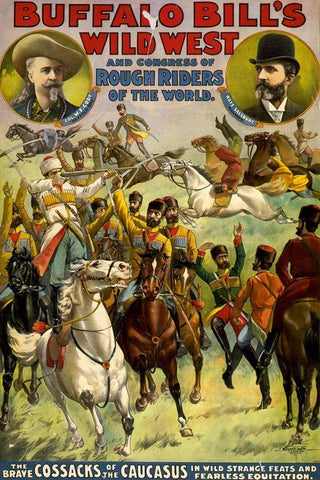 The Brave Cossacks White Modern Wood Framed Art Print with Double Matting by Buffalo Bills Wild West Show Poster
