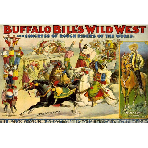 The Real Sons of the Soudan Gold Ornate Wood Framed Art Print with Double Matting by Buffalo Bills Wild West Show Poster