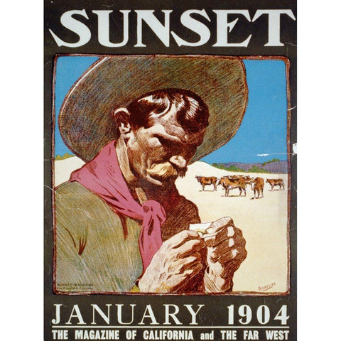 Sunset, January 1904 White Modern Wood Framed Art Print by Vintage Sunset Magazine Cover