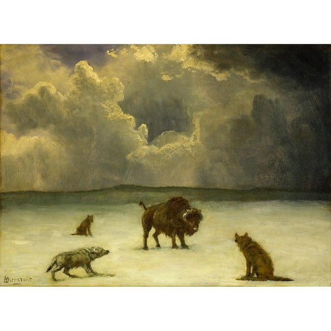 Trapped Black Modern Wood Framed Art Print with Double Matting by Bierstadt, Albert