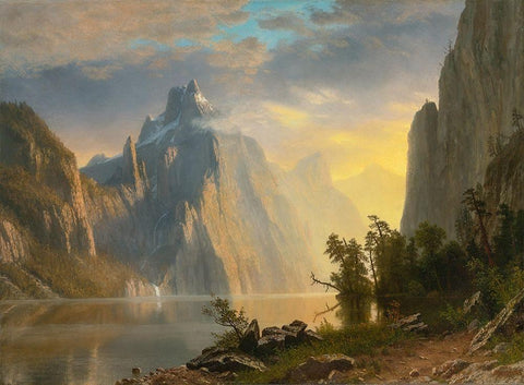 Lake in the Sierra Nevada Black Ornate Wood Framed Art Print with Double Matting by Bierstadt, Albert