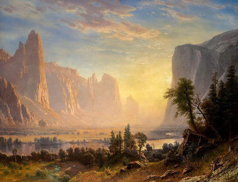 Valley of the Yosemite Black Ornate Wood Framed Art Print with Double Matting by Bierstadt, Albert