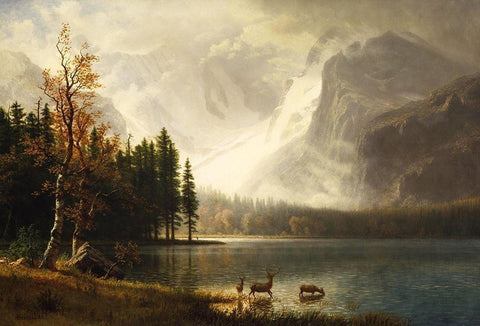 Estes Park, Colorado, Whytes Lake Black Ornate Wood Framed Art Print with Double Matting by Bierstadt, Albert