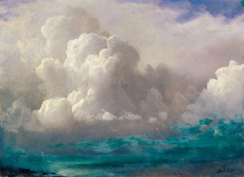 Storm Clouds White Modern Wood Framed Art Print with Double Matting by Bierstadt, Albert