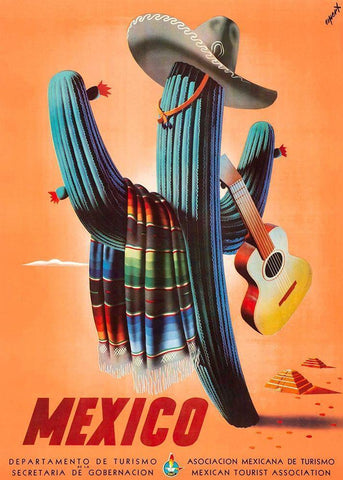 Mexico Vintage Travel Poster White Modern Wood Framed Art Print with Double Matting by Espert Arcos, Jose