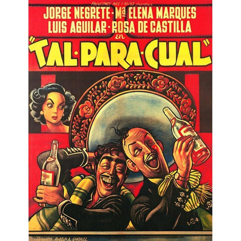 Mexican Movie Poster Tal para cual Black Modern Wood Framed Art Print by Garcia Cabral, Ernesto
