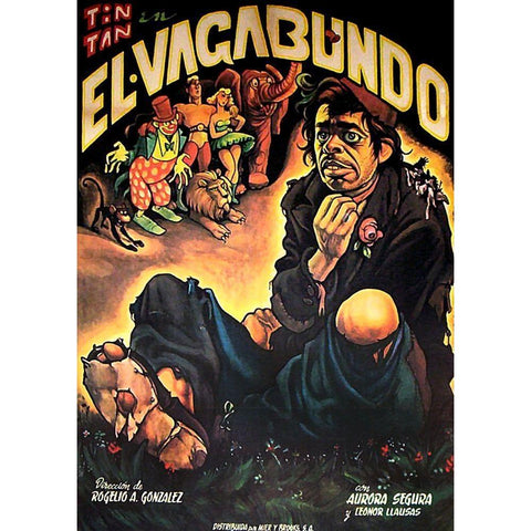 Mexican Movie Poster El Vagabundo Gold Ornate Wood Framed Art Print with Double Matting by Garcia Cabral, Ernesto