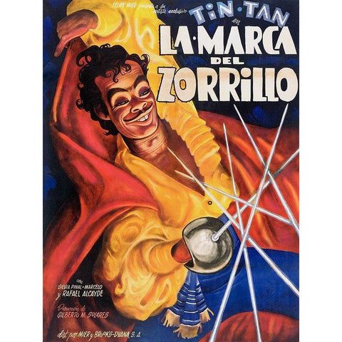 Mexican Movie Poster La Marca del Zorrillo Black Modern Wood Framed Art Print with Double Matting by Garcia Cabral, Ernesto