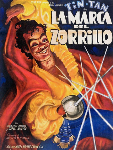 Mexican Movie Poster La Marca del Zorrillo Black Ornate Wood Framed Art Print with Double Matting by Garcia Cabral, Ernesto