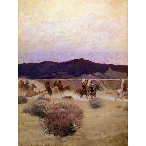 Moving Camp Black Modern Wood Framed Art Print with Double Matting by Wyeth, N.C.