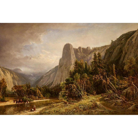 Sentinel Rock, Yosemite Gold Ornate Wood Framed Art Print with Double Matting by Keith, William