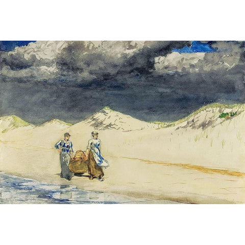 Sand and Sky White Modern Wood Framed Art Print by Homer, Winslow