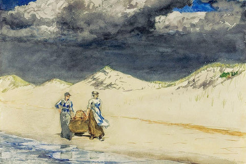 Sand and Sky White Modern Wood Framed Art Print with Double Matting by Homer, Winslow