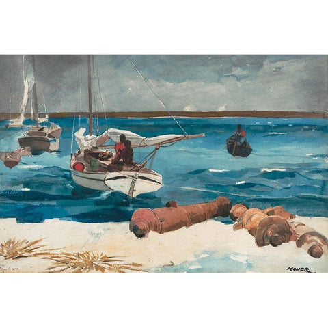 Nassau Black Modern Wood Framed Art Print with Double Matting by Homer, Winslow