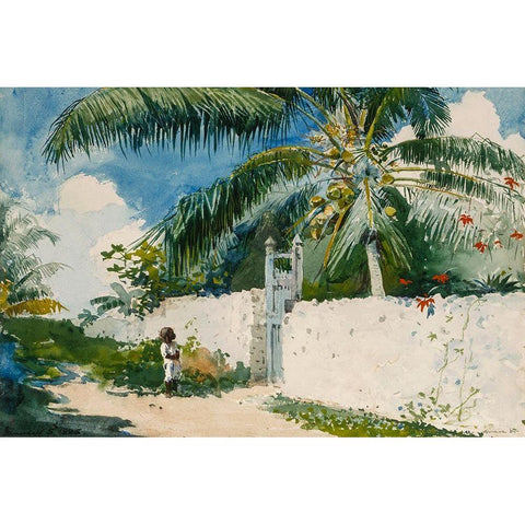 A Garden in Nassau Black Modern Wood Framed Art Print with Double Matting by Homer, Winslow