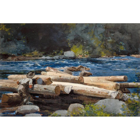 Hudson River Black Modern Wood Framed Art Print with Double Matting by Homer, Winslow