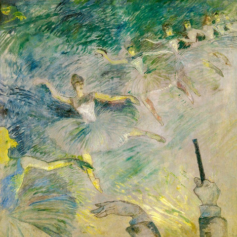 Ballet Dancers White Modern Wood Framed Art Print by Toulouse-Lautrec, Henri de