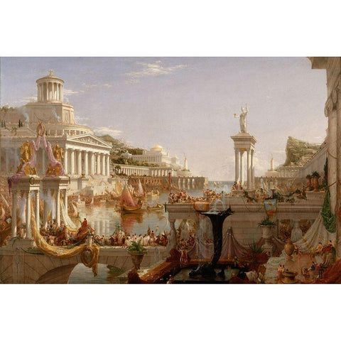 The Consummation The Course of the Empire Gold Ornate Wood Framed Art Print with Double Matting by Cole, Thomas