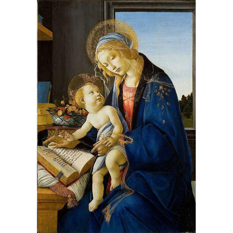Madonna of the Book Gold Ornate Wood Framed Art Print with Double Matting by Botticelli, Sandro