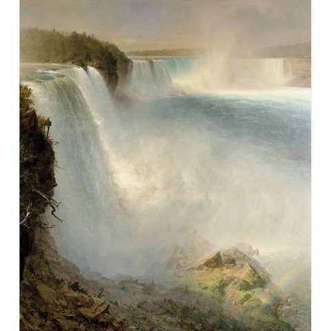 Niagara Falls, from the American Side Gold Ornate Wood Framed Art Print with Double Matting by Church, Frederic Edwin