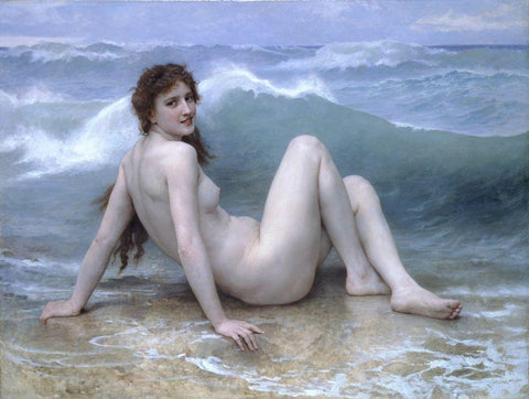 The Wave at Nude White Modern Wood Framed Art Print with Double Matting by Bouguereau, William-Adolphe