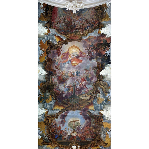 Painted ceiling of the Basilica of St. Paulinus Black Modern Wood Framed Art Print by Scheffler, Christoph Thomas