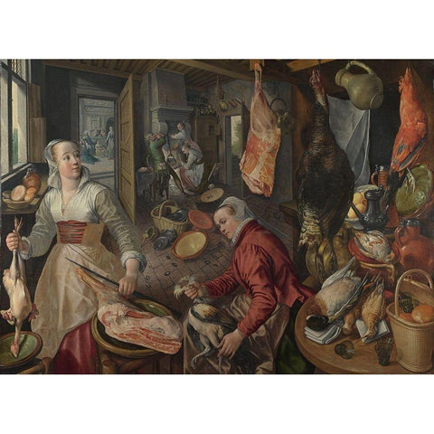 The Four Elements Fire Black Modern Wood Framed Art Print with Double Matting by Beuckelaer, Joachim