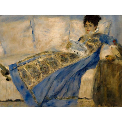 Madame Claude Monet White Modern Wood Framed Art Print by Renoir, Pierre-Auguste