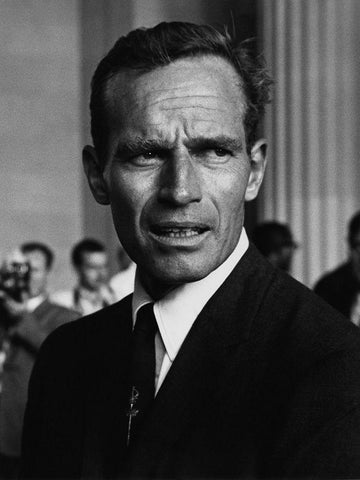 Actor Charlton Heston at the Civil Rights March in Washington-D.C 1963 Black Ornate Wood Framed Art Print with Double Matting by U.S. Archives