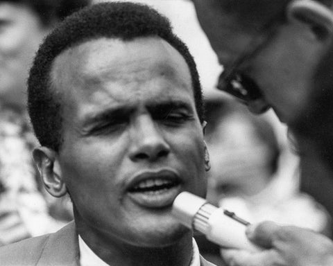 Harry Belafonte at the Civil Rights March in Washington-D.C 1963 White Modern Wood Framed Art Print with Double Matting by U.S. Archives