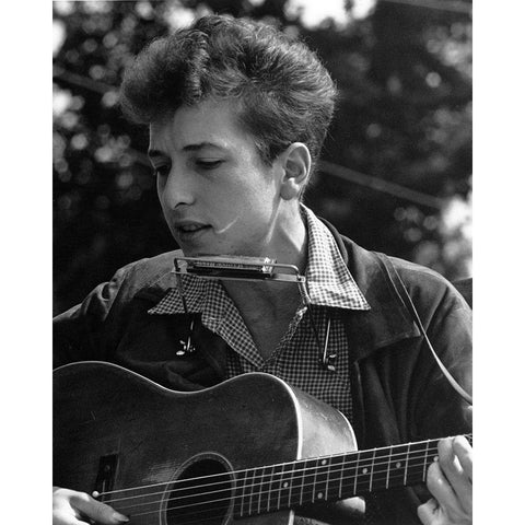 Bob Dylan at the Civil Rights March in Washington-D.C 1963 Black Modern Wood Framed Art Print with Double Matting by Scherman, Rowland
