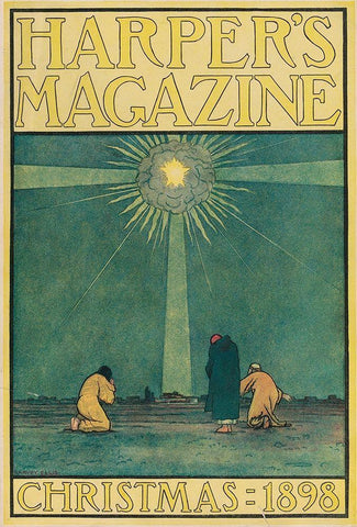 Harpers Magazine Christmas 1898 Black Ornate Wood Framed Art Print with Double Matting by Ellis, Harvey