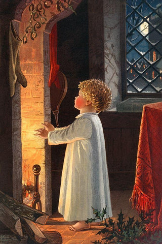 Christmas Child Black Ornate Wood Framed Art Print with Double Matting by Wallach, Miriam and Ira D