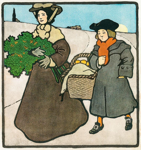 Vintage Christmas Card  White Modern Wood Framed Art Print with Double Matting by Penfield, Edward