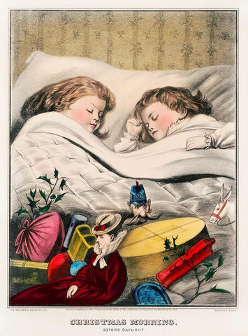 Christmas Morning Before Daylight White Modern Wood Framed Art Print with Double Matting by The Kellogg & Bulkeley Co