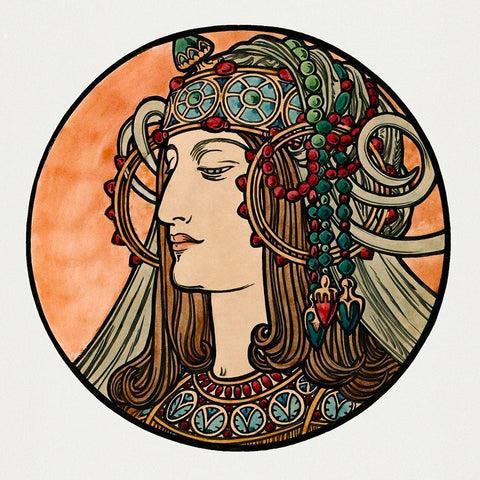 Stained glass window for the facade of the Fouquet boutique Black Modern Wood Framed Art Print with Double Matting by Mucha, Alphonse