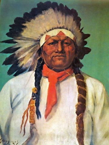 Indian Chief White Eagle White Modern Wood Framed Art Print with Double Matting by Shreyvogel, Charles