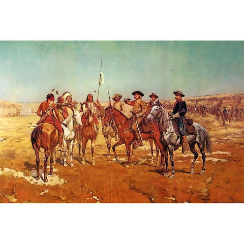 Custers Demand Black Modern Wood Framed Art Print by Shreyvogel, Charles