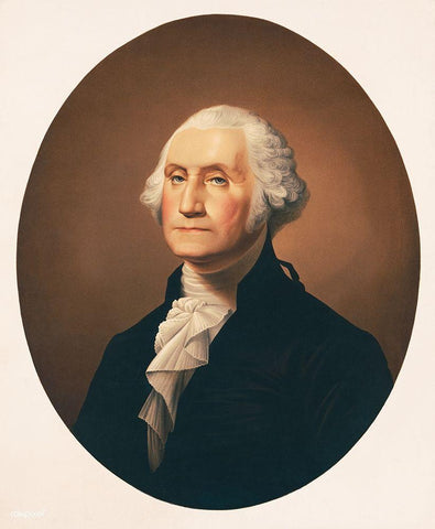 George Washington White Modern Wood Framed Art Print with Double Matting by Queen, James Fuller
