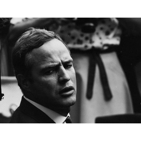 Civil Rights March on Washington-D.C. Actor Marlon Brando Black Modern Wood Framed Art Print with Double Matting by U.S. Archives