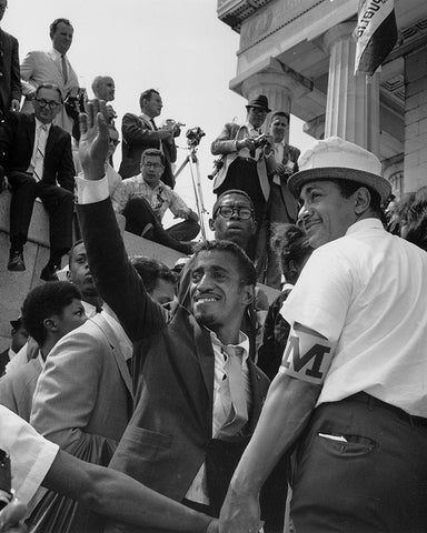 Civil Rights March on Washington-D.C. Actor Sammy Davis-Jr White Modern Wood Framed Art Print with Double Matting by U.S. Archives