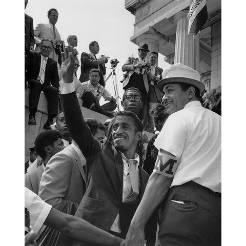 Civil Rights March on Washington-D.C. Actor Sammy Davis-Jr Black Modern Wood Framed Art Print with Double Matting by U.S. Archives
